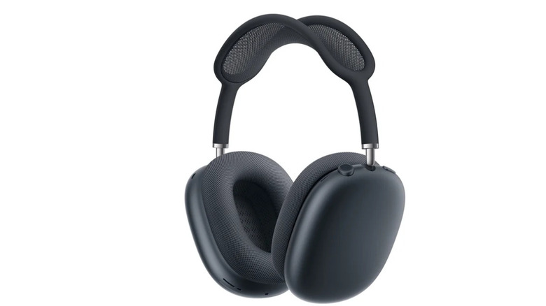 AirPods Max in black facing sideways on a white background