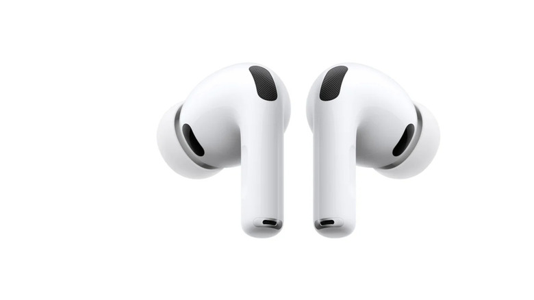 Apple AirPods Pro 3 facing backwards on a white background