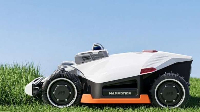 The Mammotion Luba 3 AWD 5000 robot lawn mower, cutting grass.