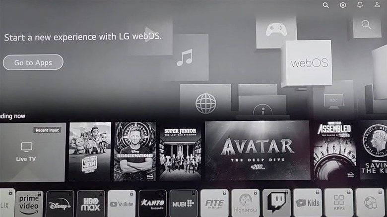 Greyed out smart TV homescreen