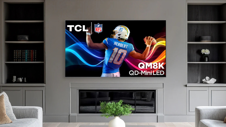 The TCL QM8K set in a living room