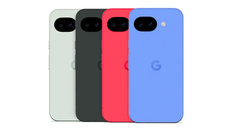 All the colors of the Pixel 10a against a white background