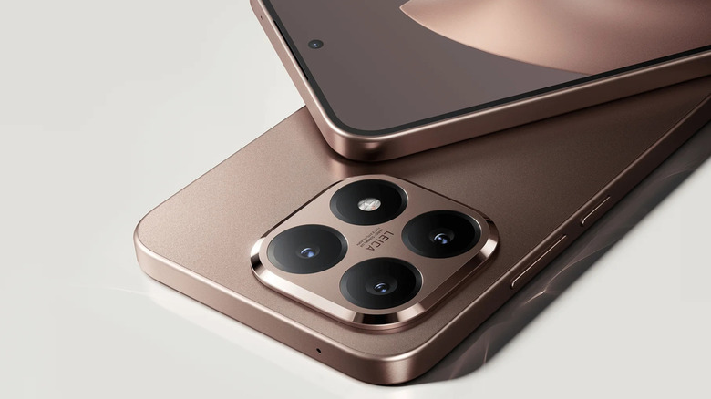 Closeup of the Xiaomi 15T in gold color