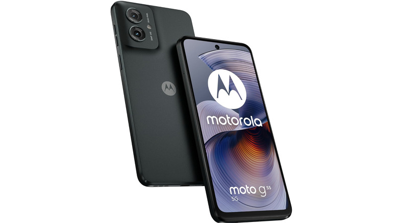 The Motorola Moto G55 on a white background