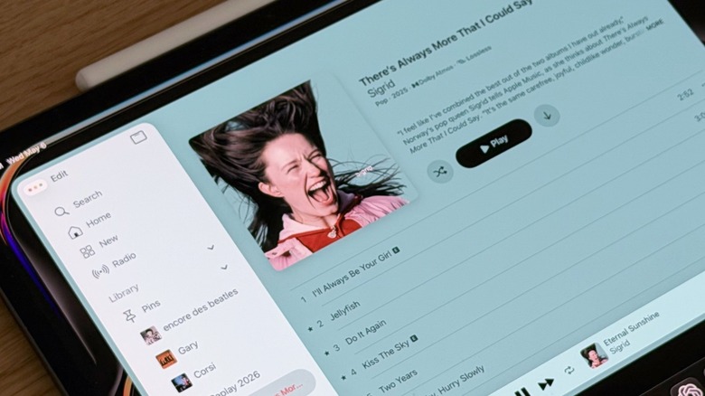 Up-close shot of Apple Music on iPad Pro