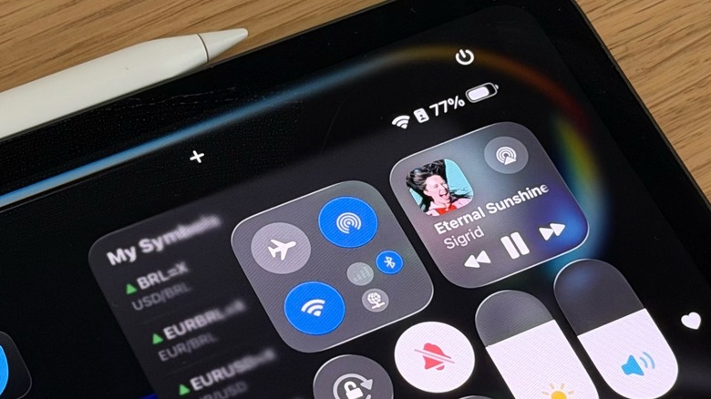 Up-close shot of iPad Pro's Control Center in iPadOS 26.5
