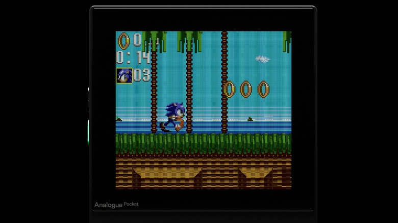 The Analogue Pocket showing Sonic the Hedgehog