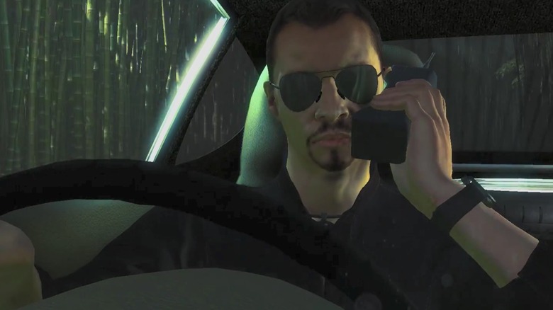 Lo Wang driving while on the phone in the Shadow Warrior remake