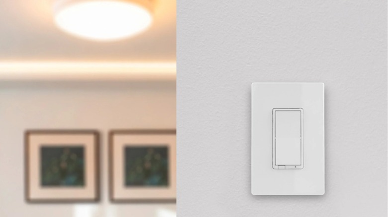 The Enbrighten Vibe Wi-Fi In-Wall Dimmer installed in a wall.