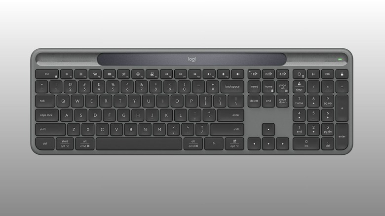 Black Logitech Solar plus keyboard front view
