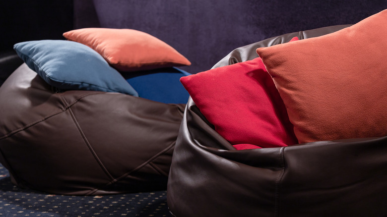 Leather bean bags with pillows