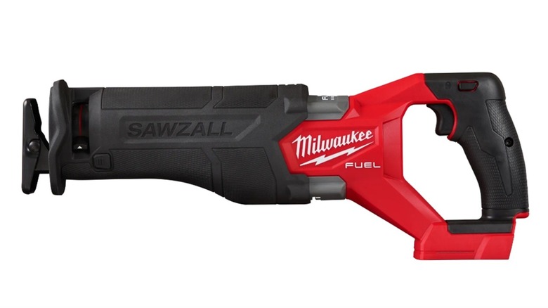The Milwaukee M18 Fuel Sawzall Cordless Reciprocating Saw on a white background.