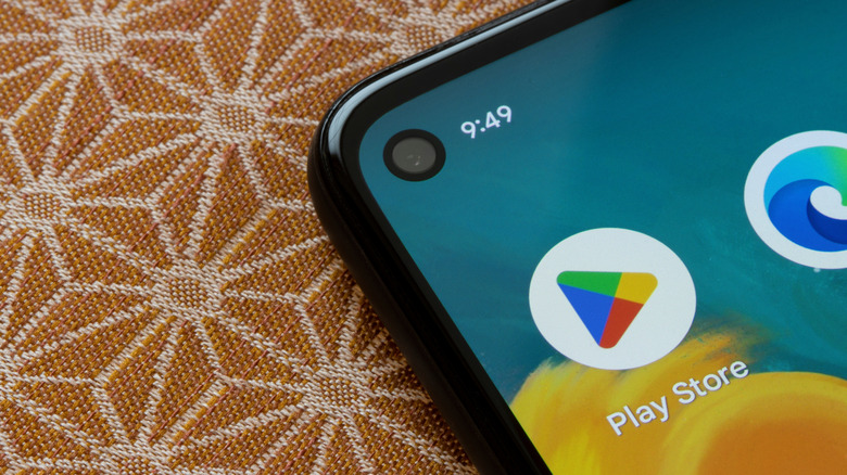 google play store icon on smartphone screen
