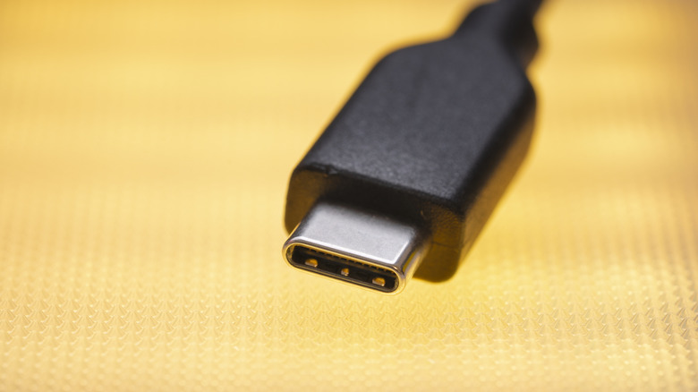 Close-up view of a Type-C USB connector.