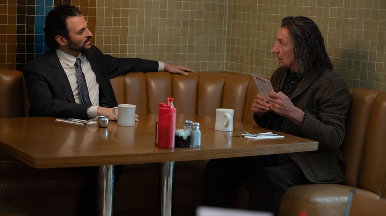 Agent Cleary (Arian Moayed) and Trevor Slattery (Sir Ben Kingsley) in Marvel Television's Wonder Man