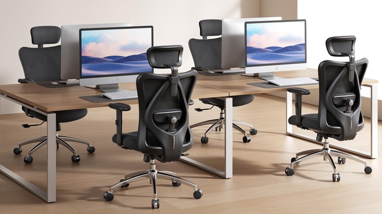Sihoo Office Chairs in an office facing multiple monitors