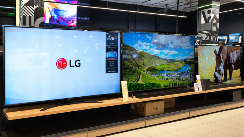 LG TVs in an electronics store.