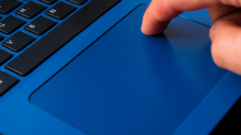 A person using a laptop trackpad