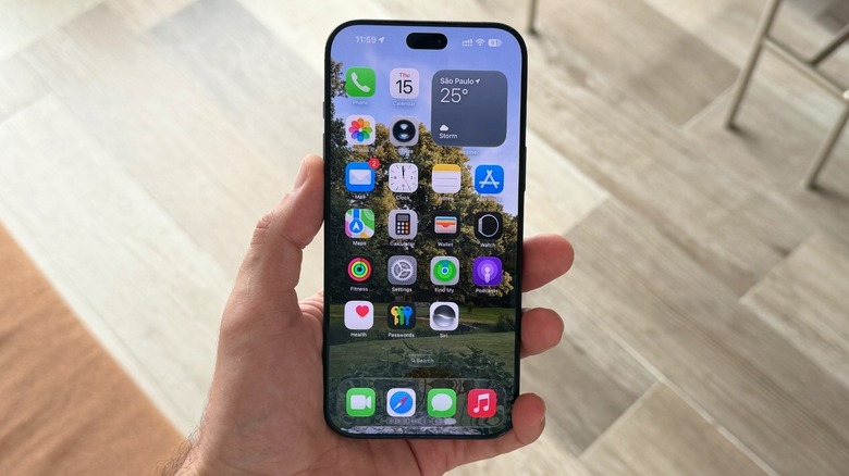 A person holding an iPhone