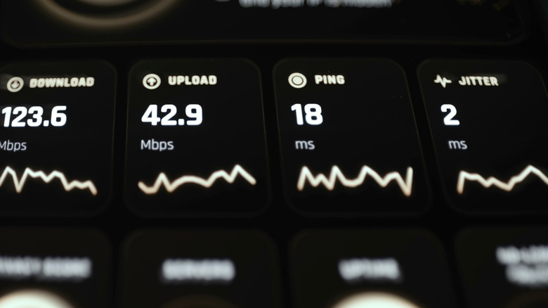 a list of stats including the ping and jitter on the righthand side for a test