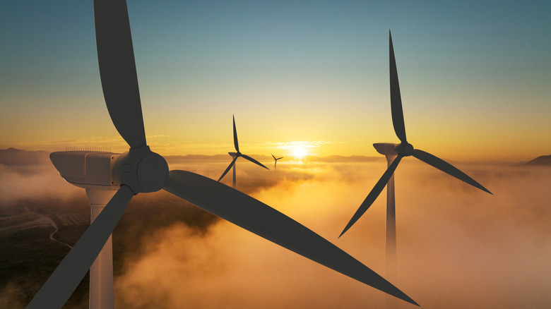 Wind turbines at sunrise