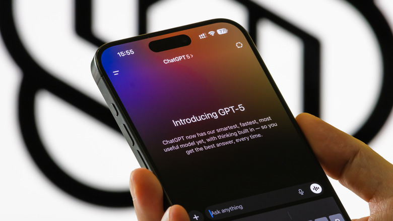 A person using ChatGPT on an iPhone.