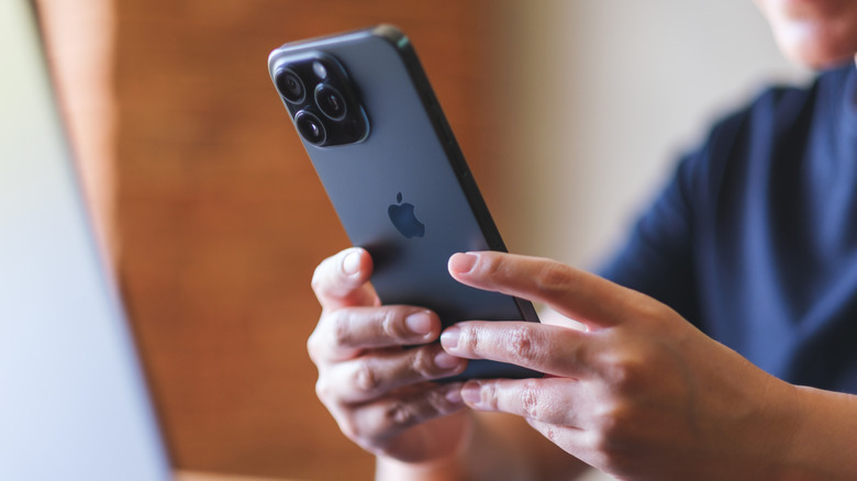 iPhone being used in a work environment