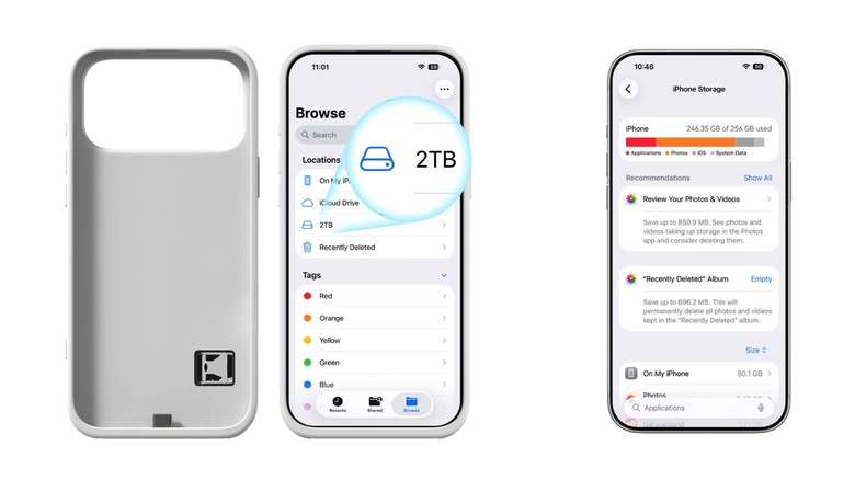 The Selfix case supports microSD cards up to 2 TB.