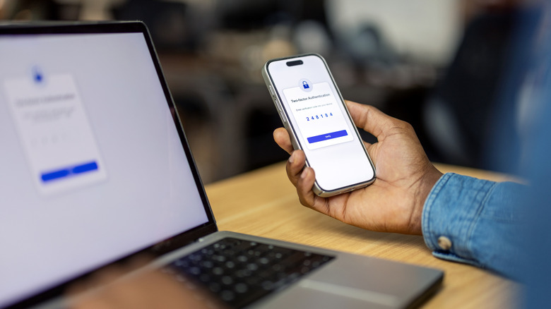 person using a two-factor authentication app