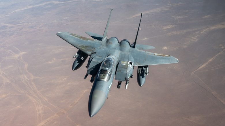 F-15 fighter jet in flight