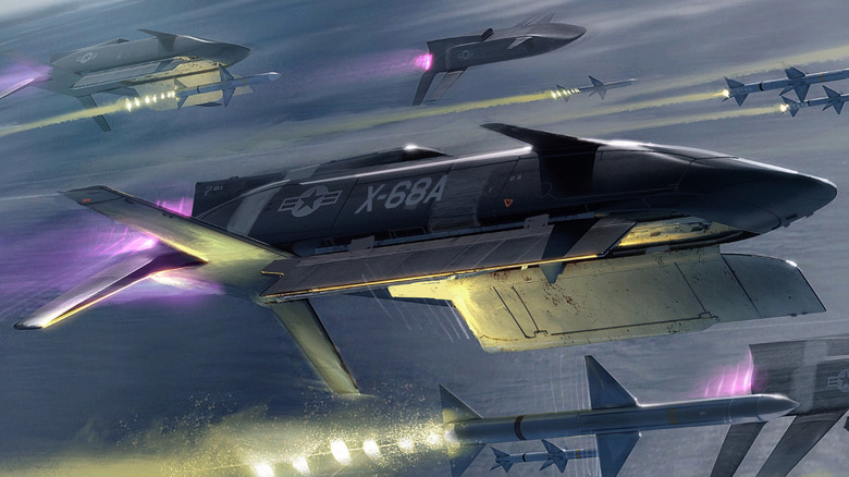 close-up concept of DARPA X-68A, the first unmanned vehicle from the LongShot program