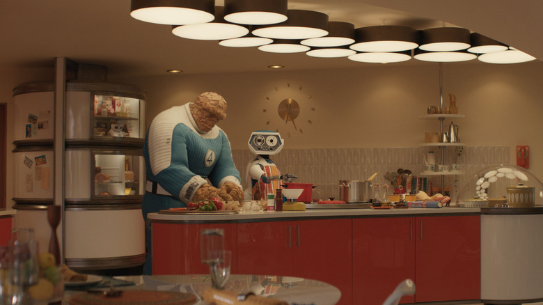 Ebon-Moss Bachrach as Ben Grimm cooking with HERBIE