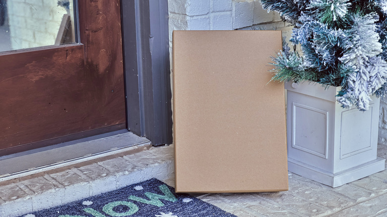 A mysterious, unlabelled package on the porch.