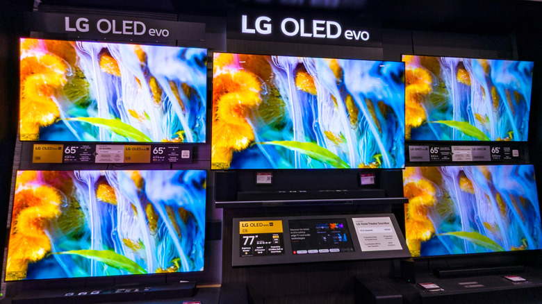 Various OLED displays in a retail setting