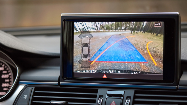 Rearview backup camera in a modern car