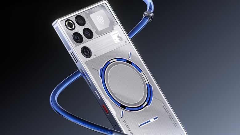 RedMagic 11 Pro liquid cooled smartphone in front of gray background