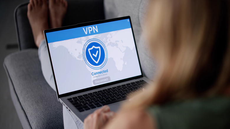 Laptop running a VPN program