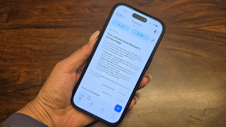 An iPhone showing the Google Health Premium app having auto-tracked a walk.