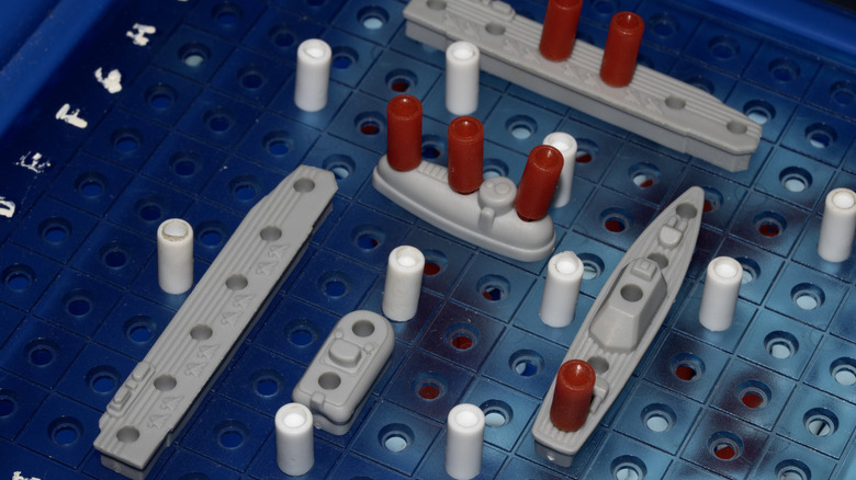 Ship pieces in a game of Battleship.