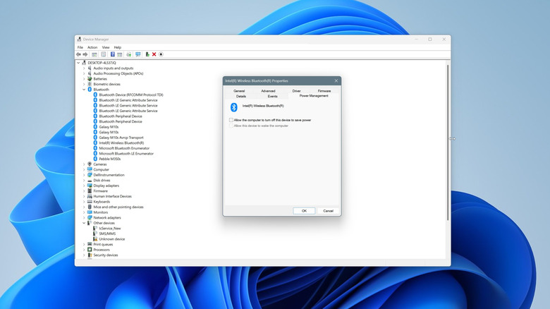 Disabling auto-device turn off under power management for Bluetooth adapter in Device Manager on Windows 11