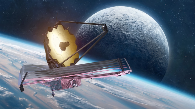 James Webb Space Telescope soaring through space