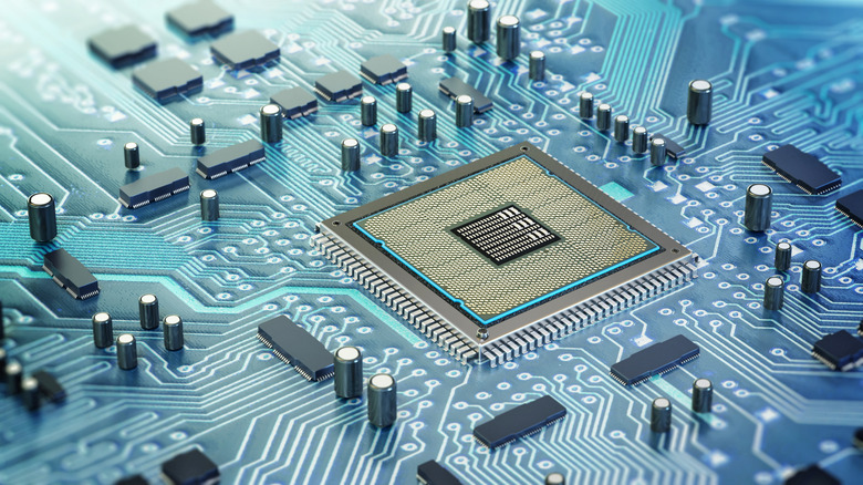 Close up of a computer chip on a circuit board