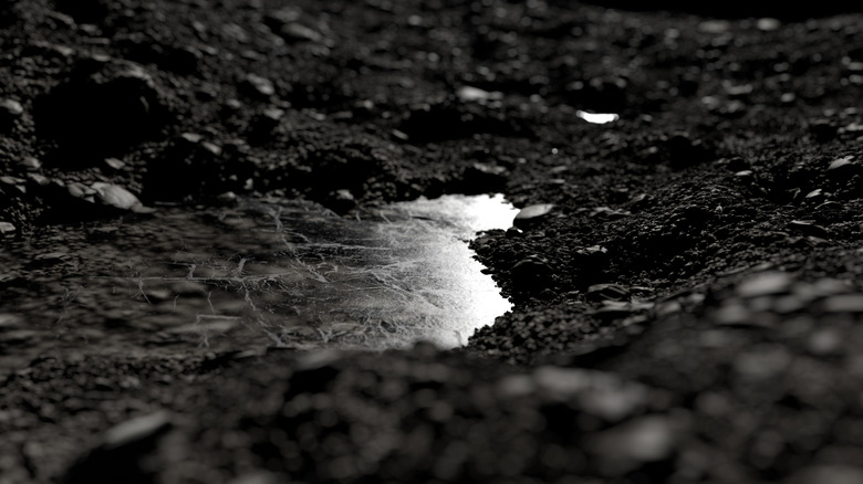 Frozen water puddle