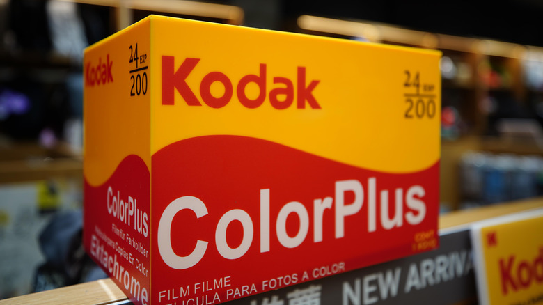 A box containing a roll of Kodak ColorPlus film.