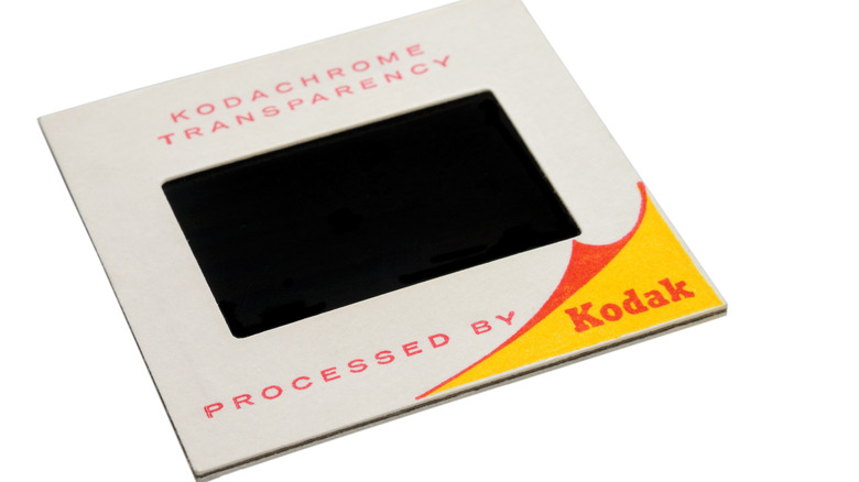 A Kodachrome transparency photo in a cardboard mount.