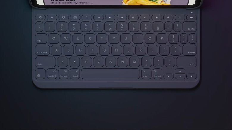 Logitech Slim Folio showing all the keys from above