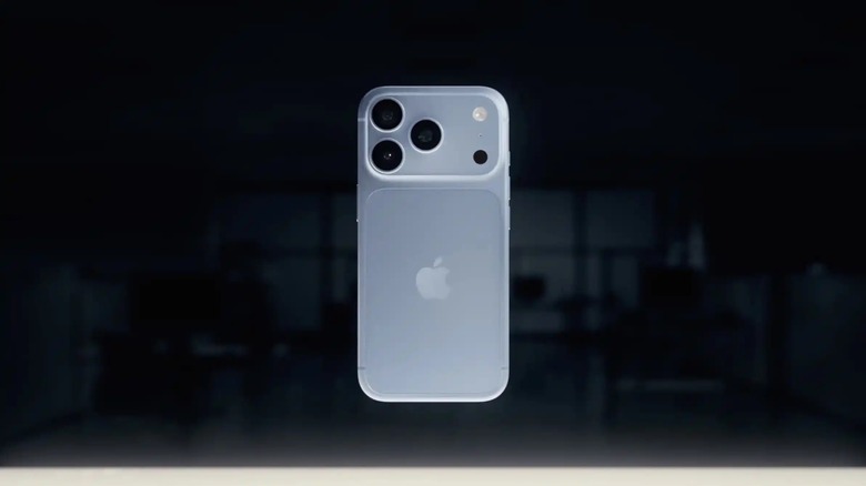 iPhone 18 Pro Max in blue against a black backgound