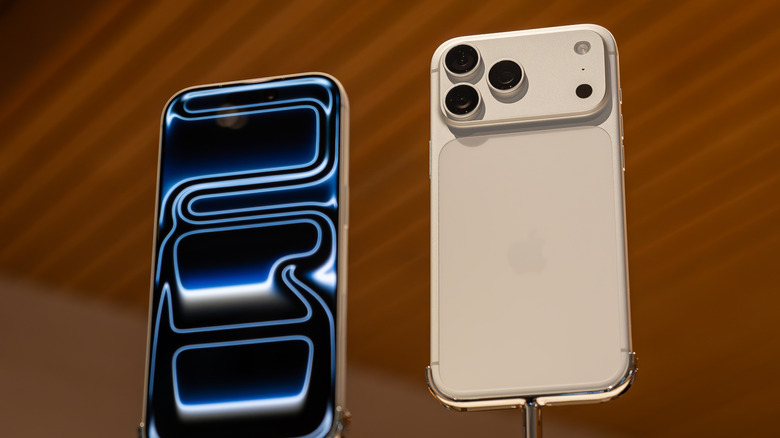 The iPhone 17 Pro models on display in silver