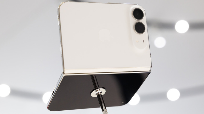 close-up of iPhone duo on display