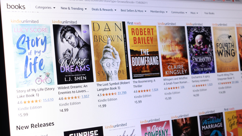 Amazon book store displaying Kindle editions of e-books